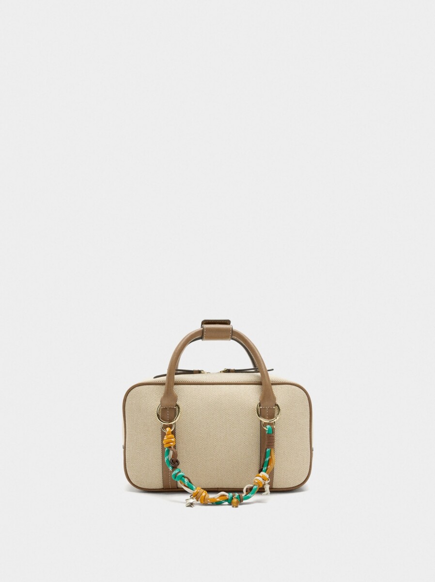 Bolso Tote Rectangular Con Colgante - crudo 