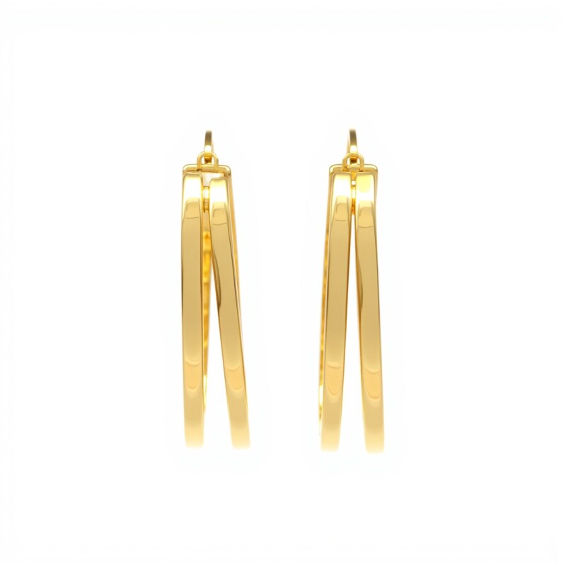 Caravanas aros de oro doble- Oro bajo - Sin piedra- CA8036 sinpiedra