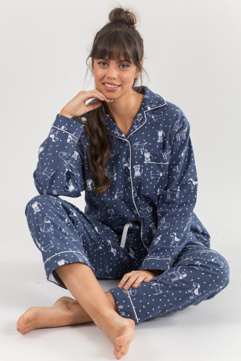 Pijama franela - Azul 