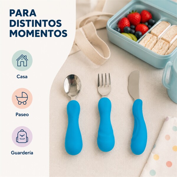 Set X3 Cubiertos Infantiles Marcus & Marcus Agarre Fácil Azul