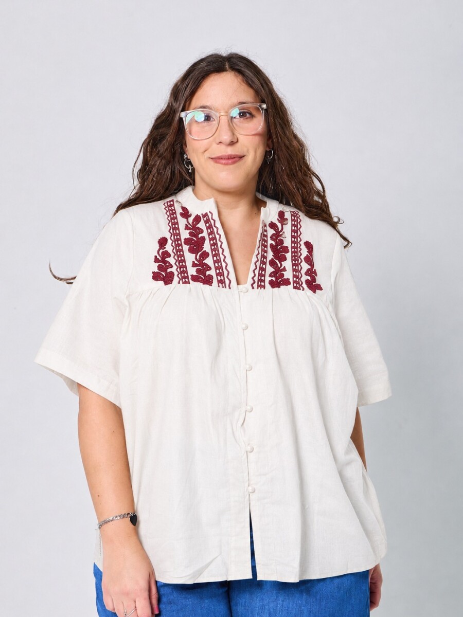 Camisa Yanina Blanco/Bordo