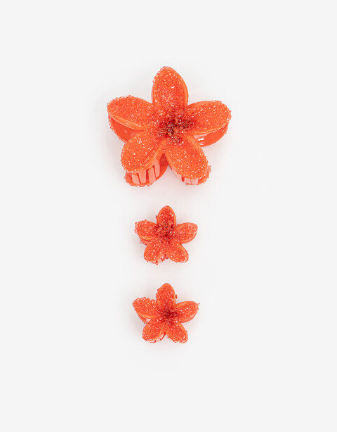 Broches Sets Flores Set De Broches Flores - Naranja Medio