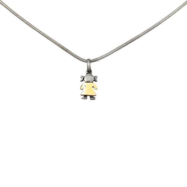 Dije Niña-Plata y Oro-Sin piedra-CP5279 sinpiedra