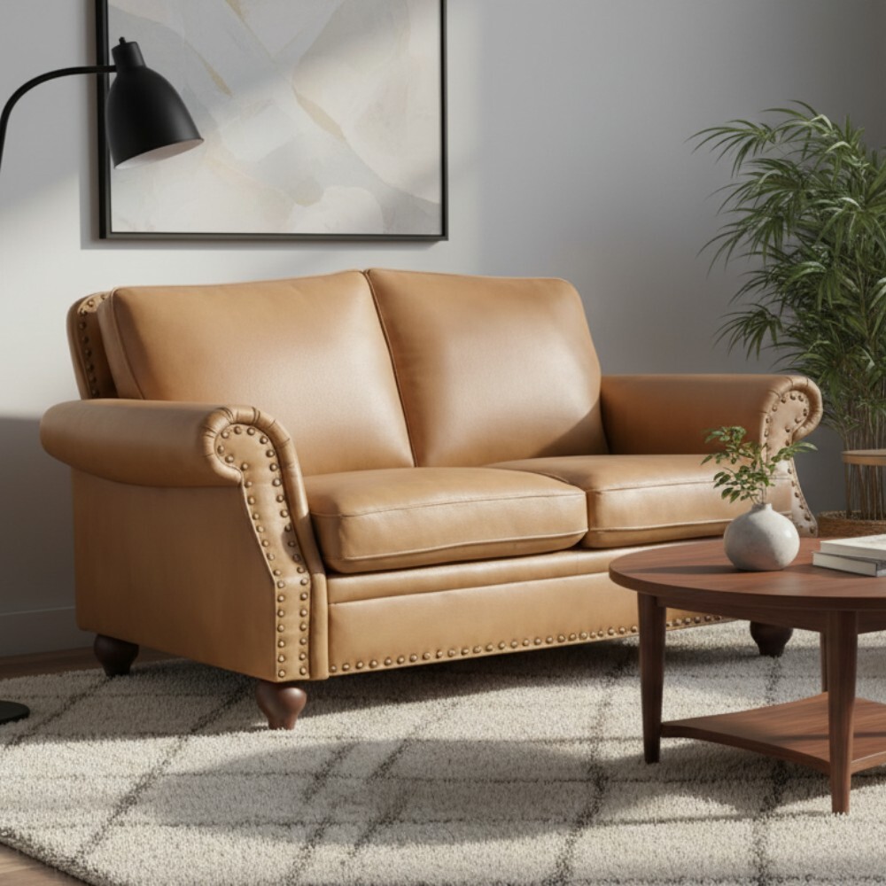 SOFÁ SILLÓN 2 CUERPOS - CON TACHAS BEIGE