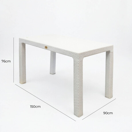 Mesa Comedor Exterior Jardín Rattan 150x90cm Armable Blanco
