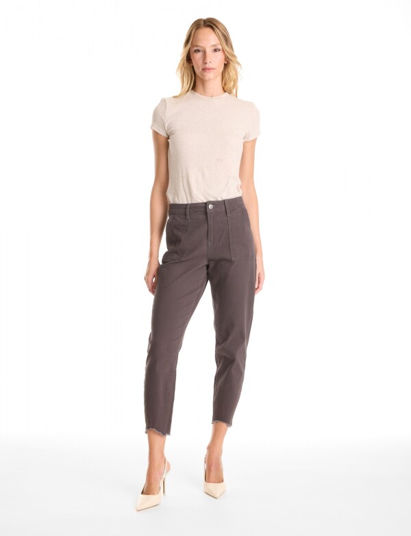 Pantalon Crop & Desflecado GRIS