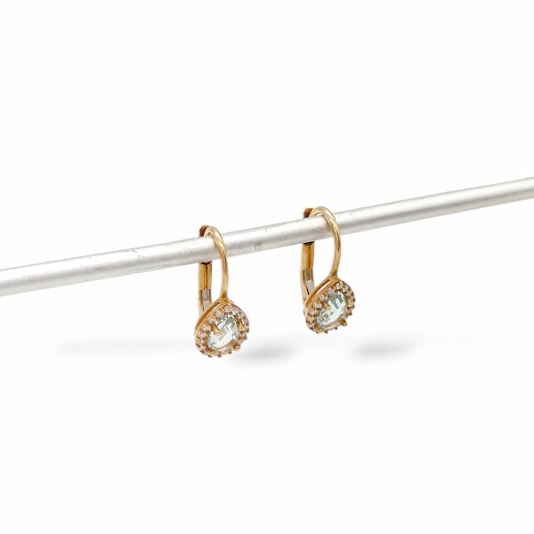 Caravanas Lagrima Aguamarina - Oro bajo - Aguamarina y Zirconias - CA8096 conpiedra