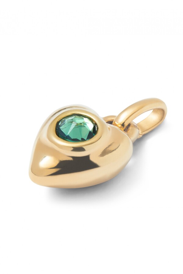 CHARM DE ALEACIÓN DE METALES BAÑADOS EN ORO 18K CON CRISTAL VERDE Charm