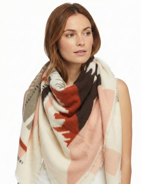 Pashmina Geometrica MULTI/OLIVA