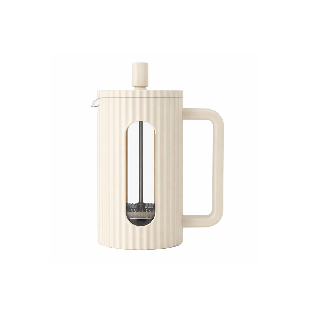Cafetera prensa manual con embolo facetada - 600ml - Blanco 