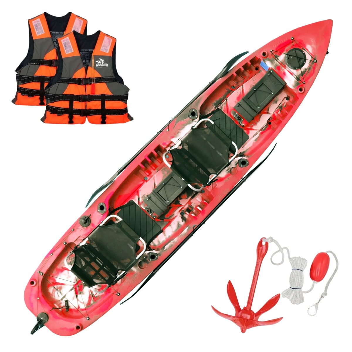 Kayak Caiaker Mero sin pedalera - Camo Rojo 