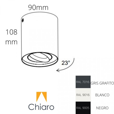 Aplique spot led 6w cilindro de techo cálido GRIS
