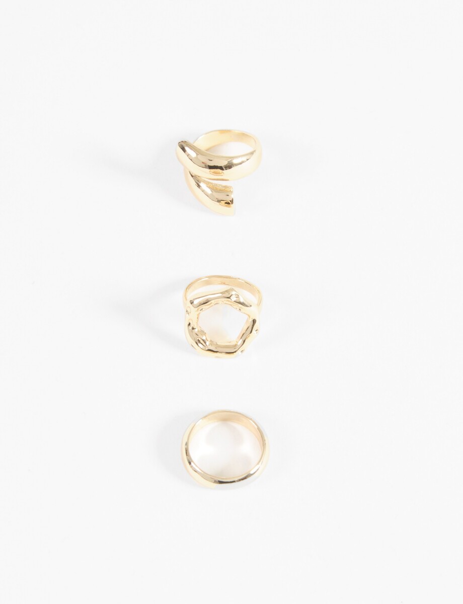 Set 3 anillos metallic - dorado 