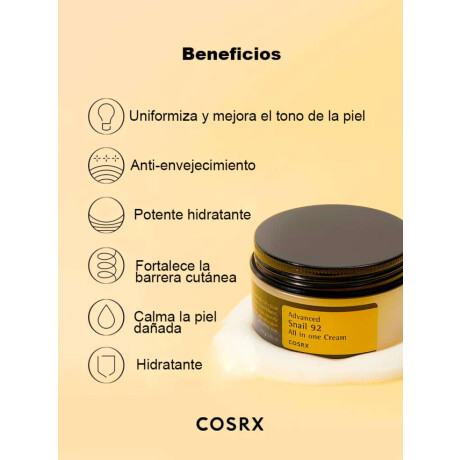 Advanced Snail 92 All In One Cream Cosrx Crema Hidratante Con Un 92% De Mucina De Caracol (100Mg)