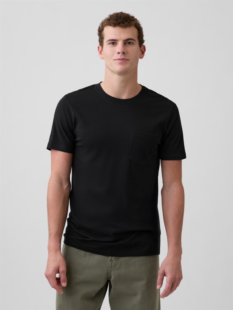 Remera Con Bolsillo Soft Hombre - Black 22 