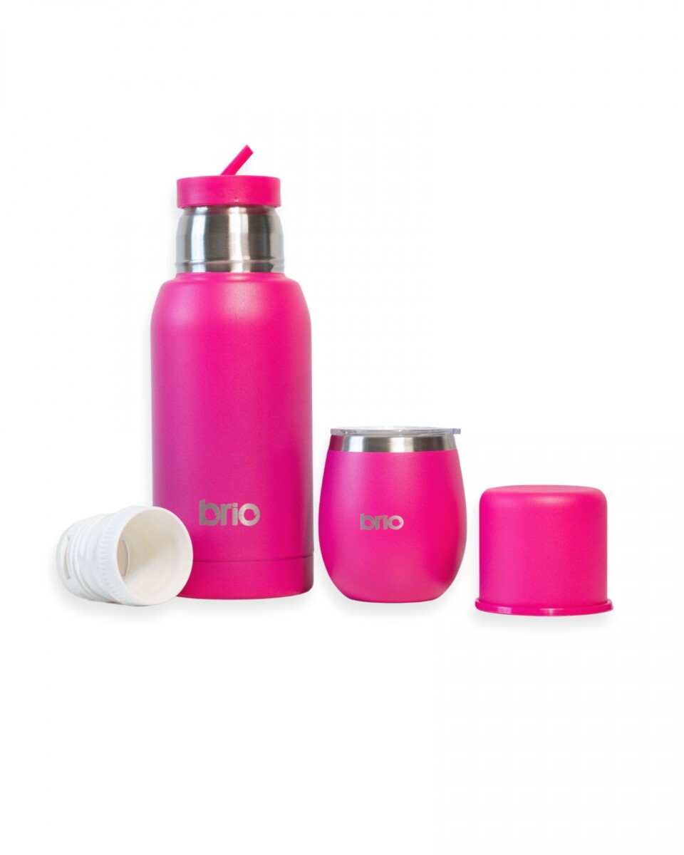 Set De Termo 750 Ml Y Mate Con Tapa brio Acero Inox - Frambuesa 