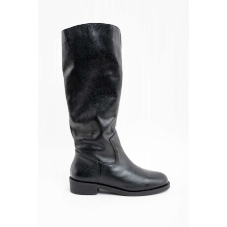 Bota Caña Alta Cuero Negro