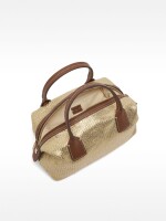 Bolso Tote Efecto Rafia Con Bandolera M dorado