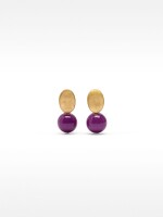 Pendientes Cortos Con Resina burdeos