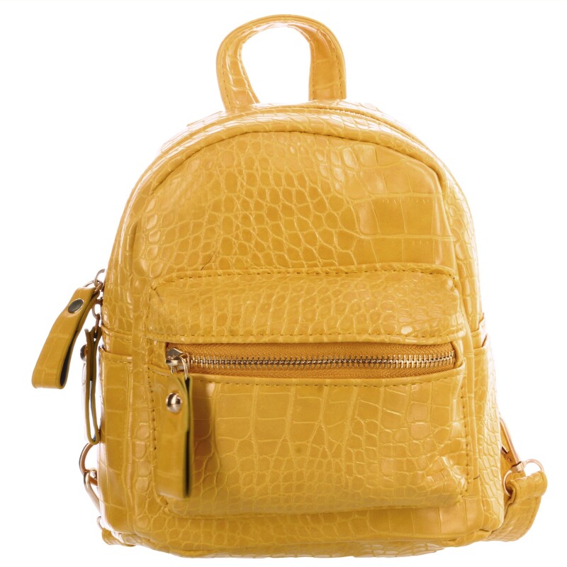 Mochila Miss Carol en material simil croco Amarillo