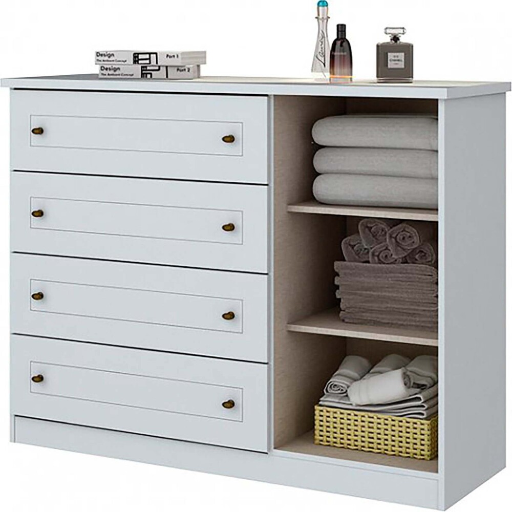 COMODA CAJONERA MDF-Y-MDP BLANCO AMERICANO