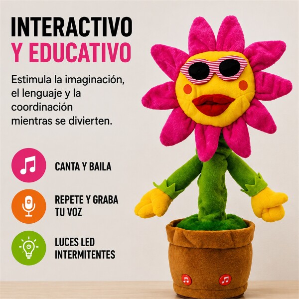 Girasol Interactivo que Baila, Canta, Graba y Repite Voz Rosa