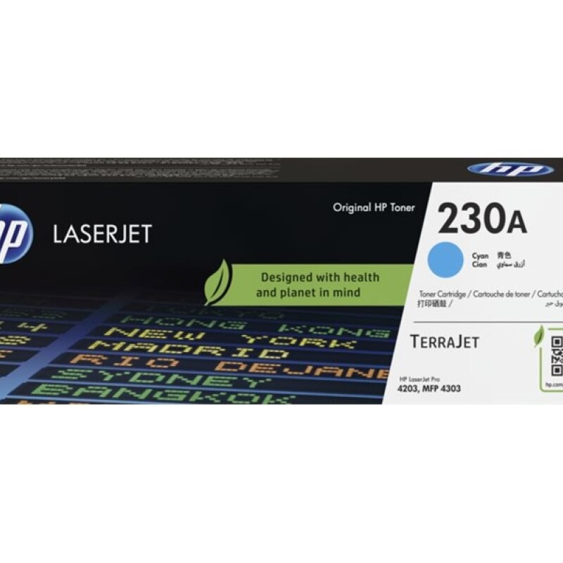 HP 230A - Cián - original - LaserJet - cartucho de tóner (W2301A) - para Color LaserJet Pro MFP 4301, MFP 4303 HP 230A - Cián - original - LaserJet - cartucho de tóner (W2301A) - para Color LaserJet Pro MFP 4301, MFP 4303