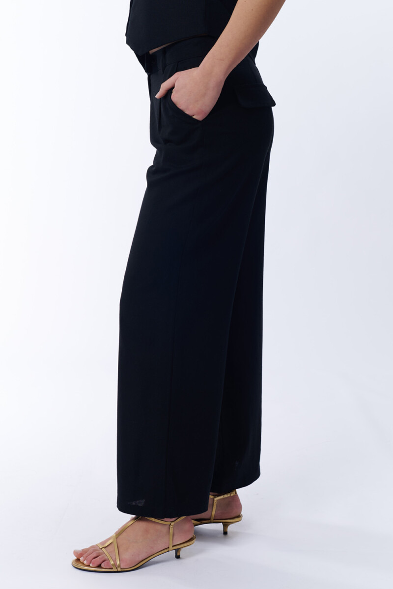 Pantalón Formal Con Lino Negro