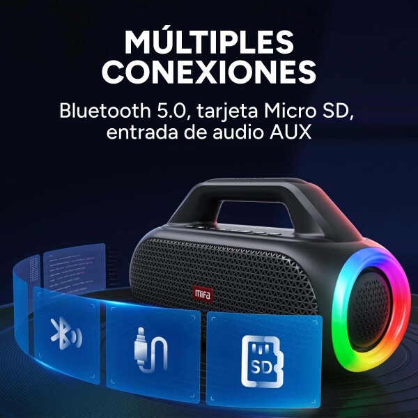 Parlante Bluetooth Portátil Mifa Inalámbrico IP67 60W Wildbox Color Negro