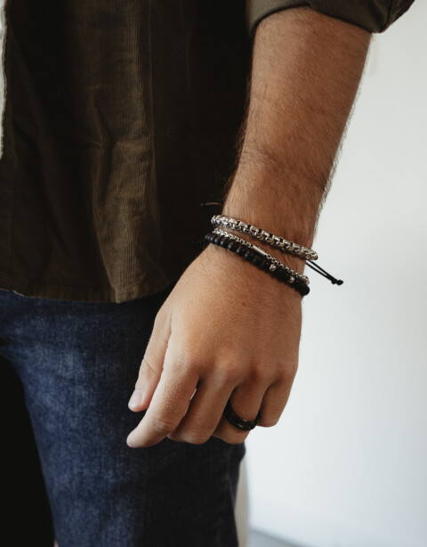 Pulseras Flexibles Cordón Pulsera Acero Men´s Collection - Plateado