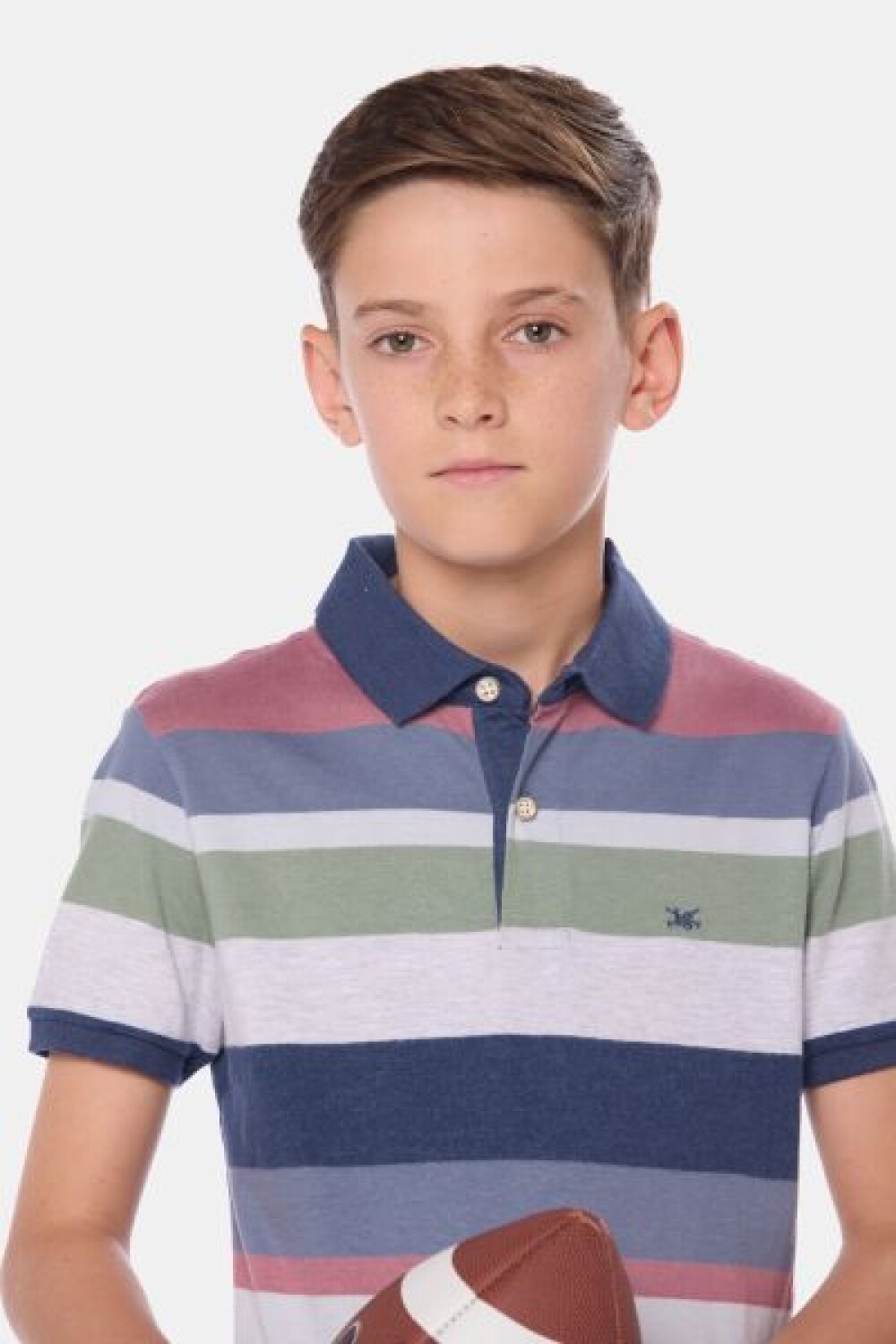 REMERA POLO RAYADA Rosado