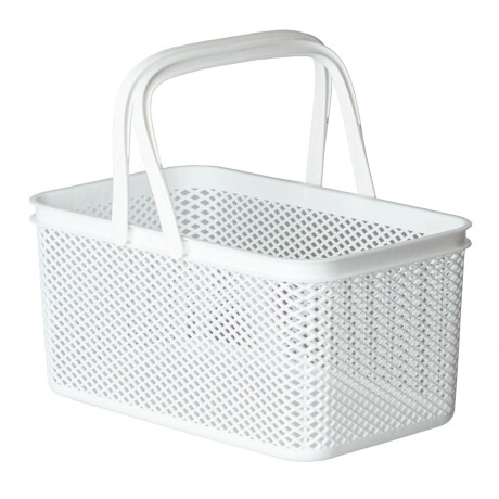 Canasto Cesto Organizador Línea c/Asa Rectangular 30x18x18Cm Blanco