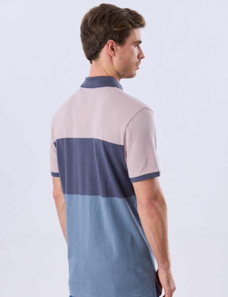 REMERA POLO RAYADA PIQUÉ Azul