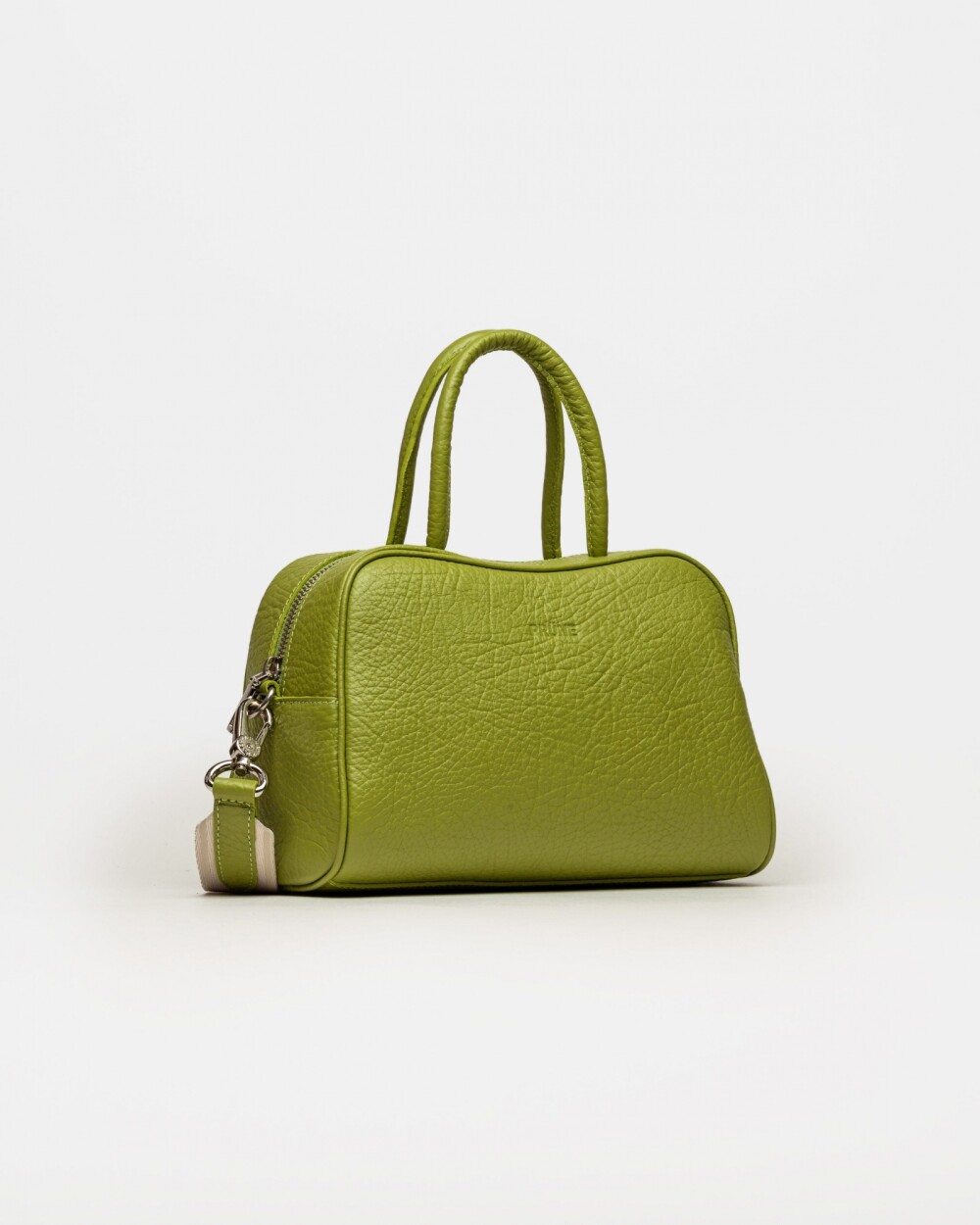Cartera de mano The Club en cuero graneado Moss Niquel