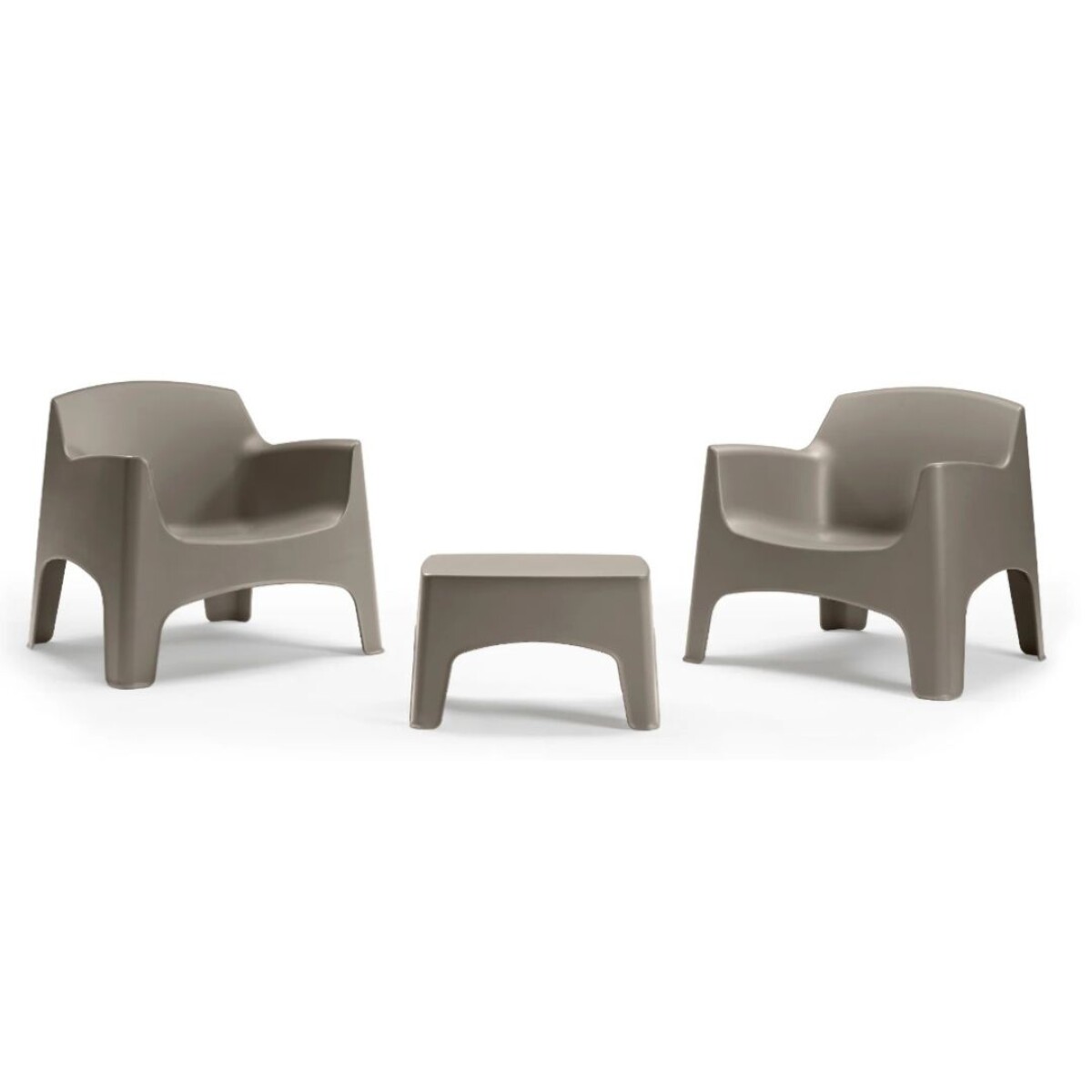 Juego De Patio Ibiza 2 Sillones + Mesa Ratona En Resina Taupé 