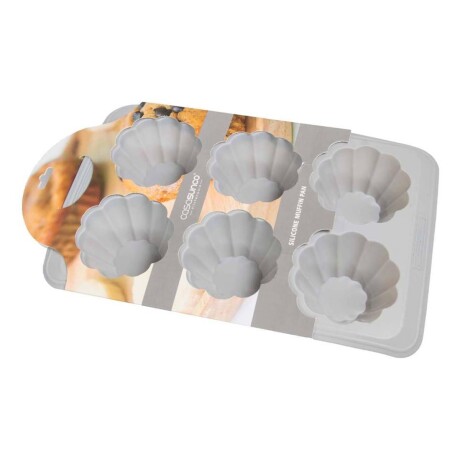 Molde de Silicona para 6 Muffins Cupcakes Antiadherente Gris
