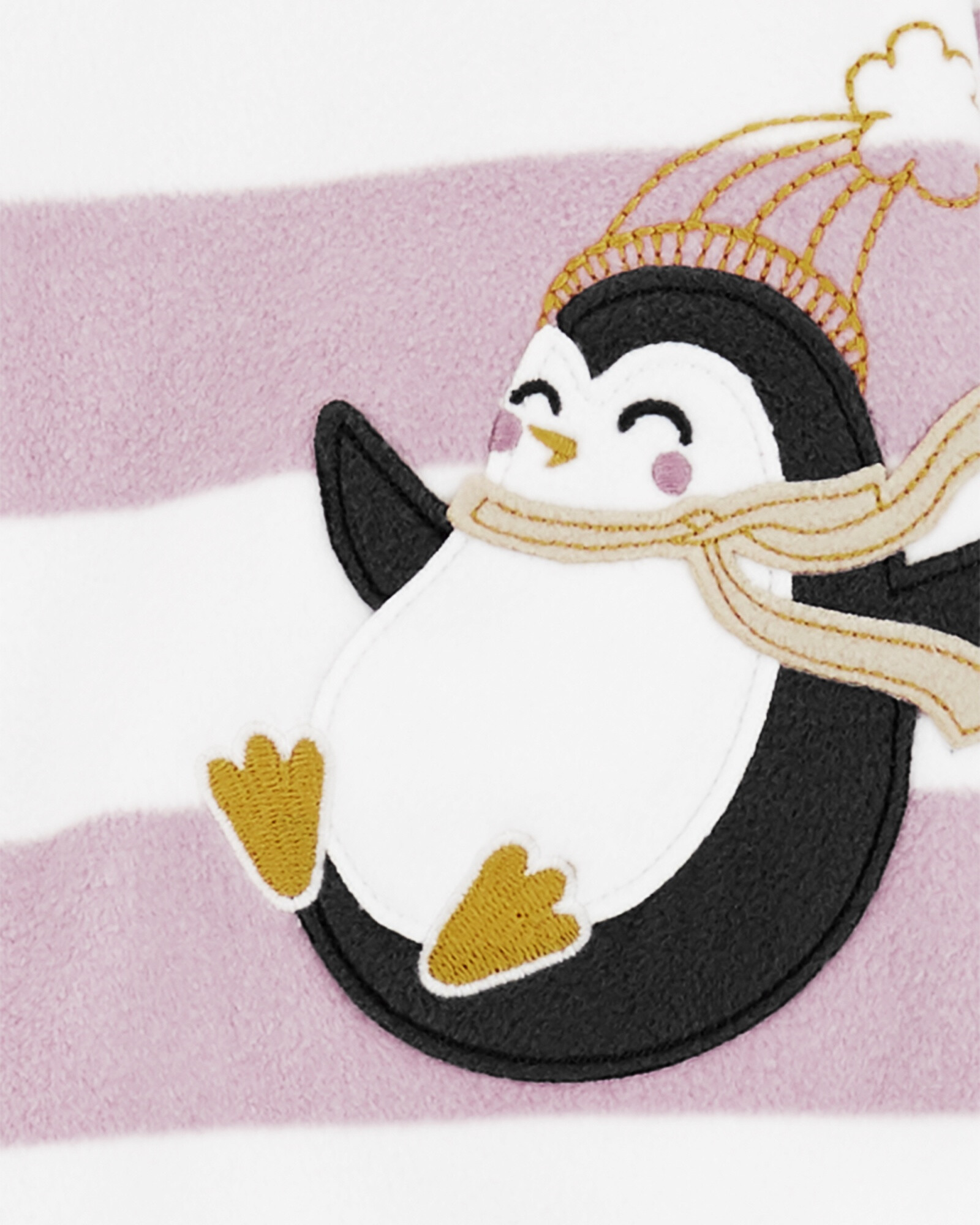 Pijama una pieza de micropolar, con pie, estampa pingüino Pijama una pieza de micropolar, con pie, estampa pingüino