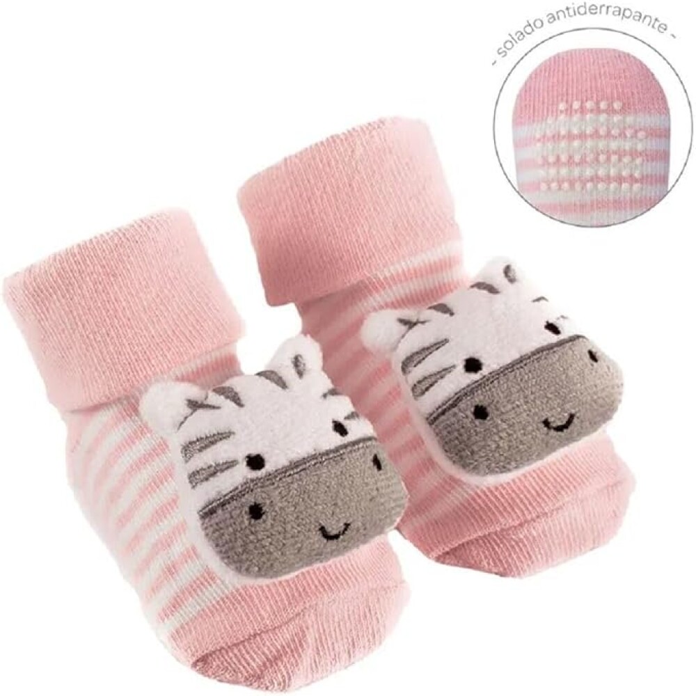 Medias con sonajero Anti deslizante BUBA Rosa