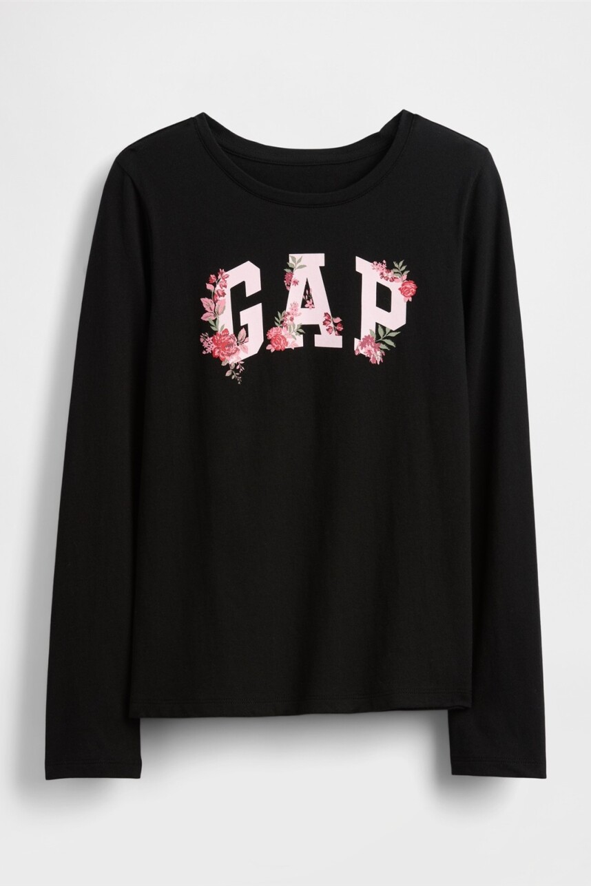 Remera Logo Gap Niña Black 1