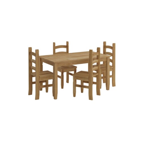 Juego De Comedor 4 Sillas - Corona - Madera Natural