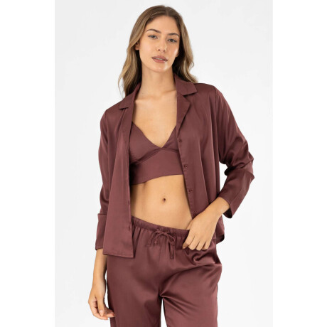 Pijama tres saten Bordeaux