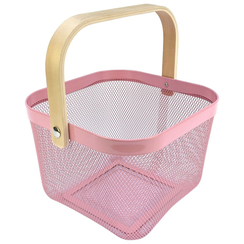 Canasto Metálico, Organizador De Frutas (Diego B.) Rosado