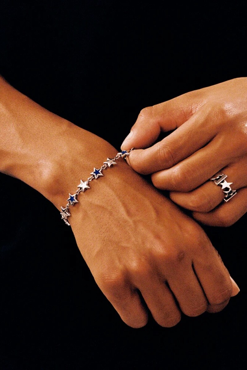 Blue Enameled Stars Bracelet Plata