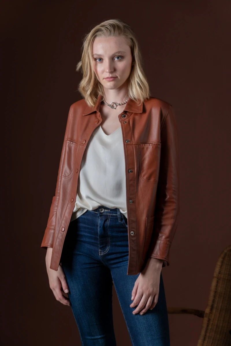 Chaqueta cuero Vilma - Whisky 