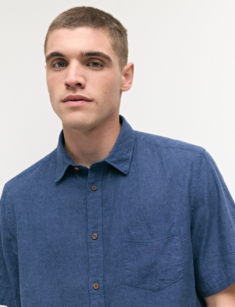 012265 CAMISA HARRINGTON LABEL Azul Piedra