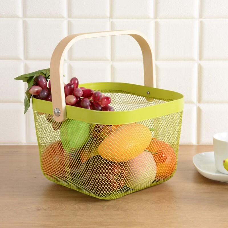 Canasto Metálico, Organizador De Frutas (Diego B.) Verde manzana