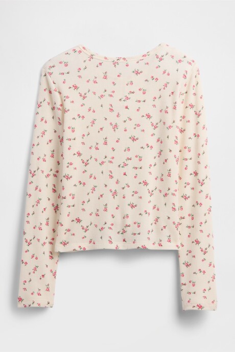 Remera Waffle Niña Pink Floral