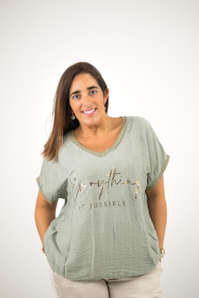 Blusa viscosa con lurex dorado - verde 