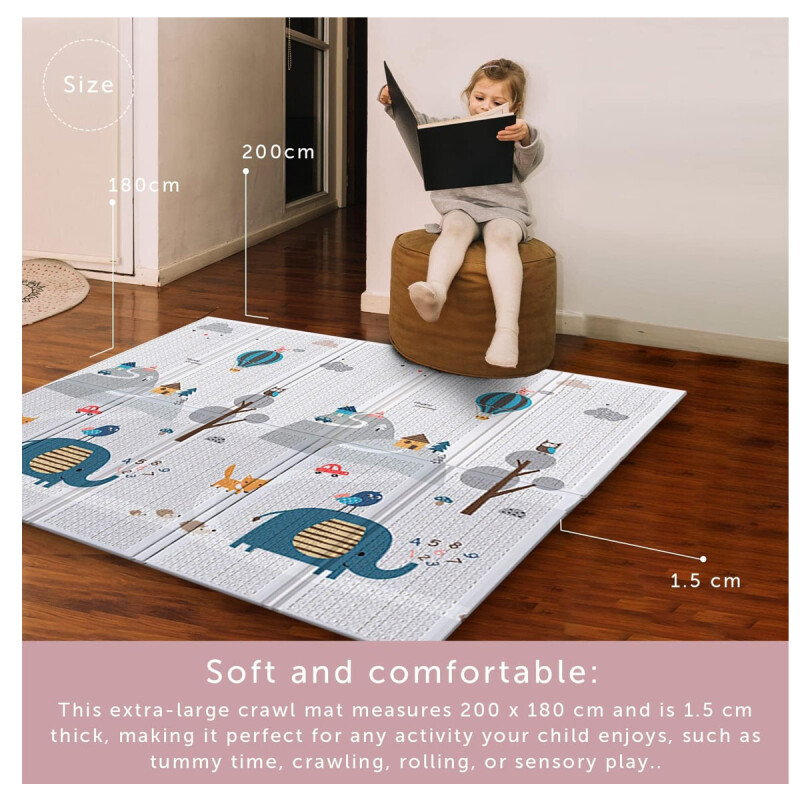 Alfombra plegable reversible grande para bebé Alfombra plegable reversible grande para bebé
