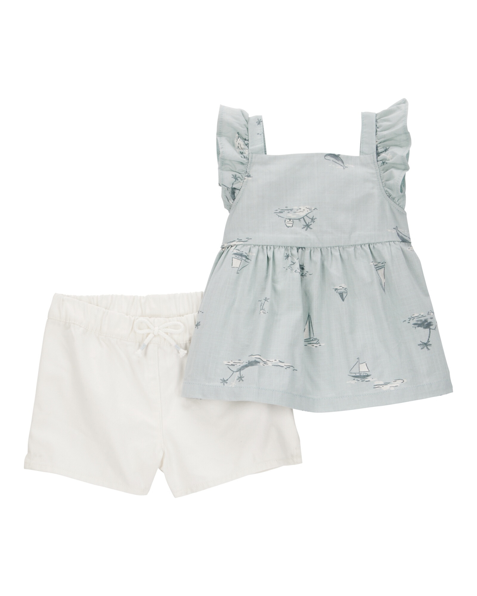 Set dos piezas de algodón, short y blusa sin mangas Sin color